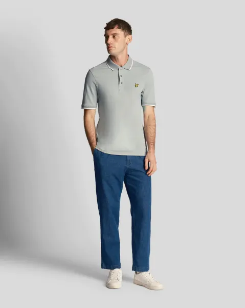 Tipped Polo Shirt X164 Slate Blue / White 