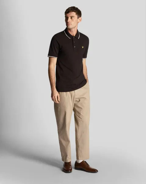 Tipped Polo Shirt W395 Jet Black/ White 