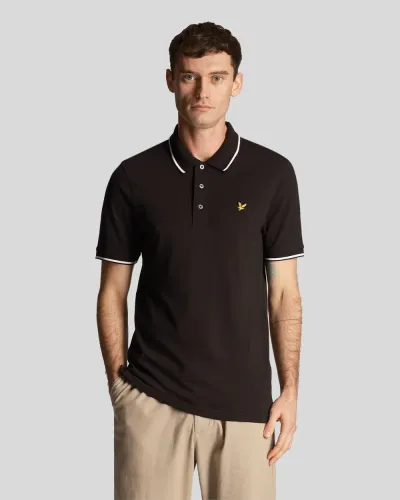 Tipped Polo Shirt W395 Jet Black/ White 