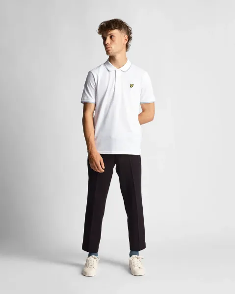 Tipped Polo Shirt White/ Light Blue 